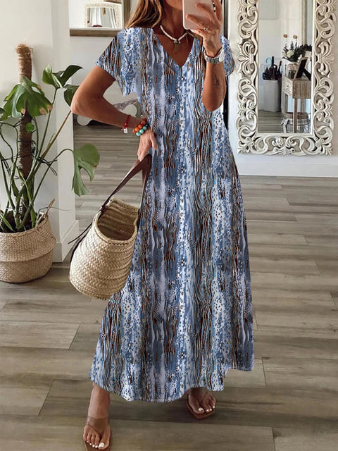 Bohemian print big swing dress m300011