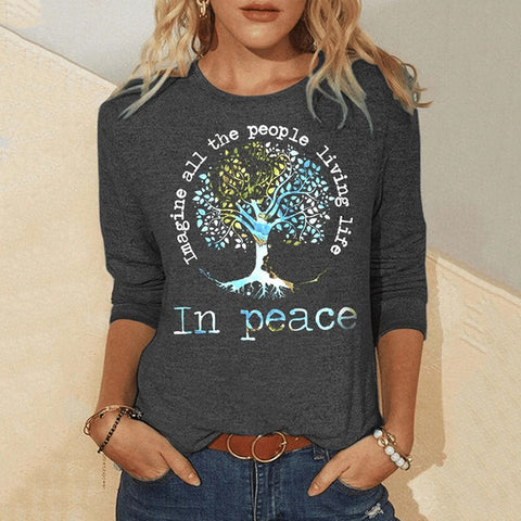 Digital printing long-sleeved autumn T-shirt women's color-changing T-shirt women's m300755