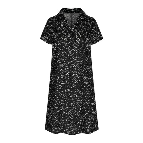 Long dress casual loose V-neck printed polka dot shirt dress m300919