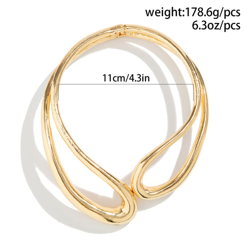 Exaggerated smooth ring metal wind choker necklace retro hollow irregular spring collar female m3331194