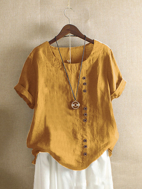 Loose cotton and linen T-shirt cotton and linen women's clothing m300111