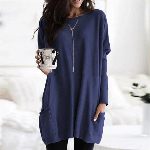 Long Sleeve Casual Pocket T-shirt Top M300172