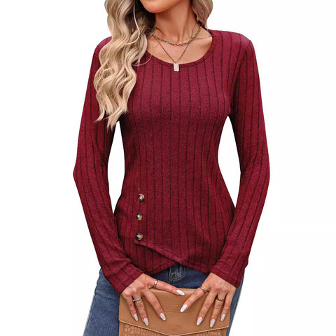 Waist round neck tight long-sleeved top m300529