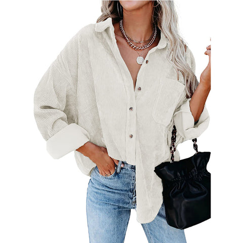 Loose Casual Corduroy Shirt Women's M300964