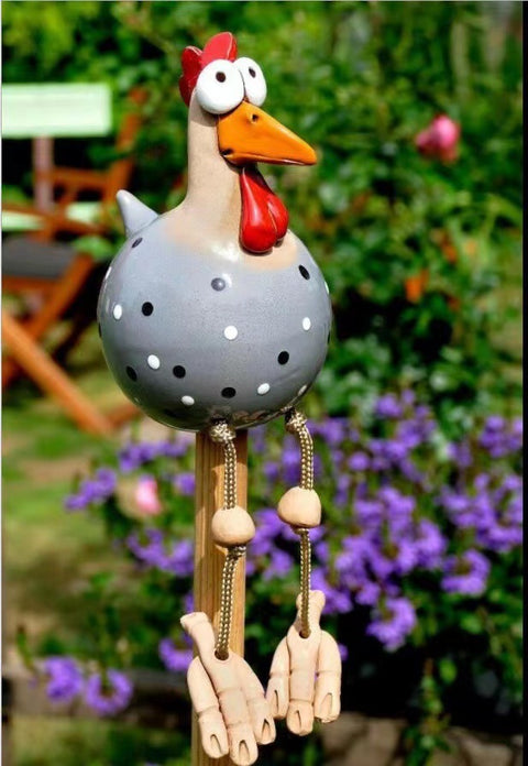 Long-legged chicken spring breath fence resin ornaments m3330987