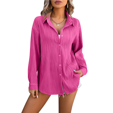 Wave texture loose fashion shirt women m300962