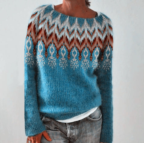 Crew neck color matching loose fashion pullover knitted sweater m300485