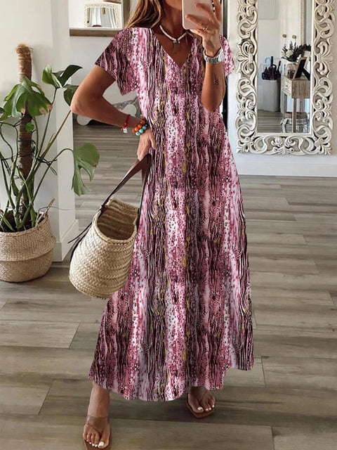 Bohemian print big swing dress m300011