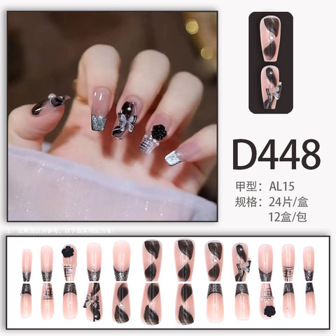 Elegant and fresh temperament wind manicure ice transparent rhinestone removable wearable nail m5010688