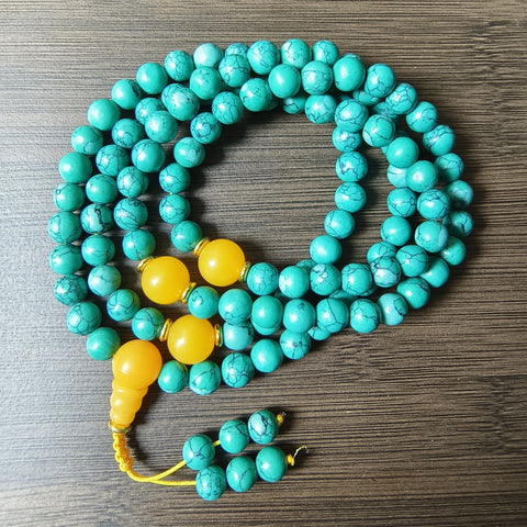 Multi-layer turquoise Tibetan ornament 108 Buddha bead bracelet, turquoise Buddha bead winding bracelet, elastic thread m3331228