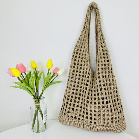 Tote bag, beach bag, knitted bag, hollowed out bag, single shoulder bag, woven bag, m3331024