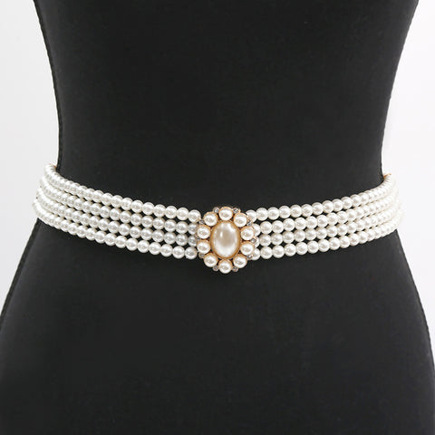 Women's chain pearl rhinestones with belt M3331056