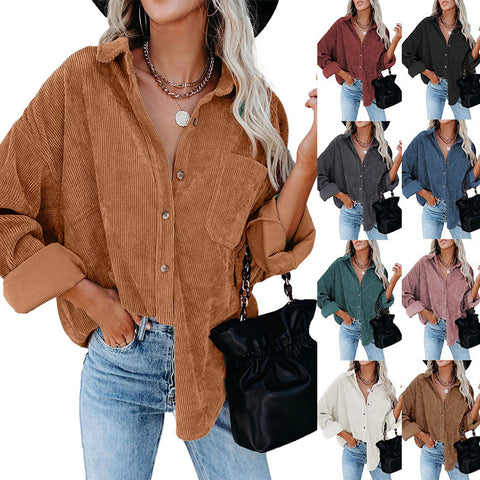 Loose Casual Corduroy Shirt Women's M300964