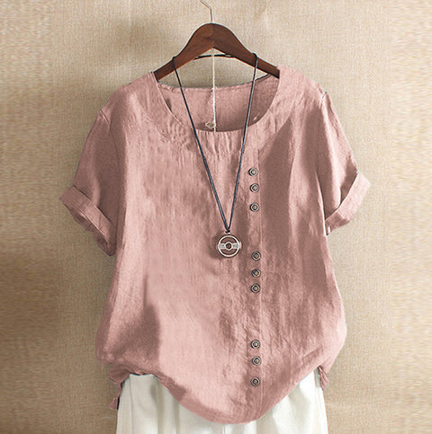 Loose cotton and linen T-shirt cotton and linen women's clothing m300111