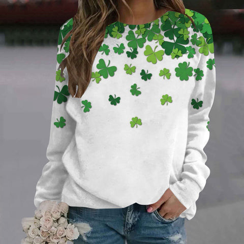 Crew neck printed women's long-sleeved sweater m300913