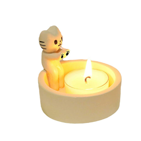 Light luxury wind cartoon kitten candle holder heating decoration m3331017