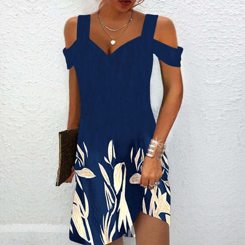 V-neck sexy off shoulder sleeves women's printed slim fit jumpsuit m300030