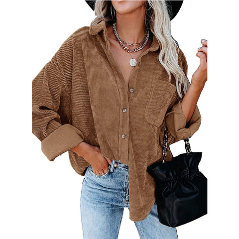 Loose Casual Corduroy Shirt Women's M300964