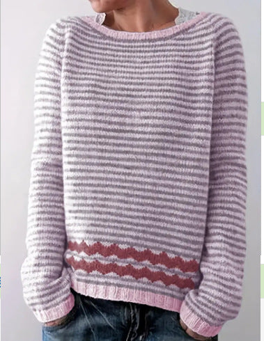 Crew neck color matching loose fashion pullover knitted sweater m300485