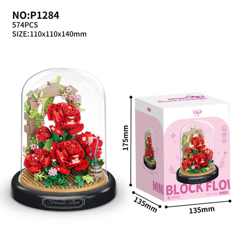 New Assembling Building Block Bouquet Micro Grain Rose Sunflower Ornament M3330979