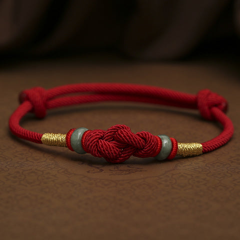 Red rope hand-woven bracelet couple's gifts for men and women, auspicious year of the snake, diamond knot, jade bead hand rope m3331253.