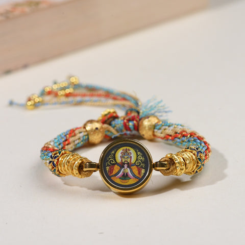 Hand-woven Tibetan hand rope Zakiram hand rope Green Tara fifth master thangka bracelet Tibetan hand rope female m3331256