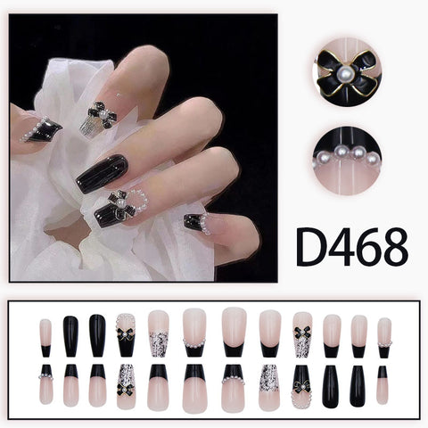 Elegant and fresh temperament wind manicure ice transparent rhinestone removable wearable nail m5010688