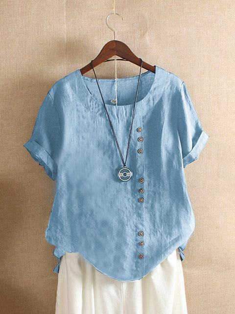 Loose cotton and linen T-shirt cotton and linen women's clothing m300111