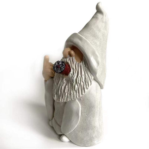 Garden smoking dwarf resin handicraft statue of white bearded elderly man m3330989