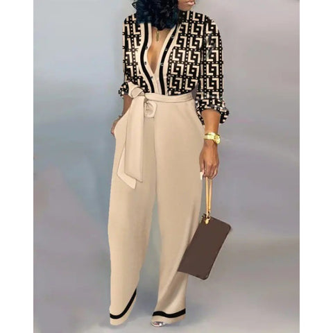 Loose plus Size Jumpsuit High Waist Casual Straight-Leg Jumpsuit Euro M300189