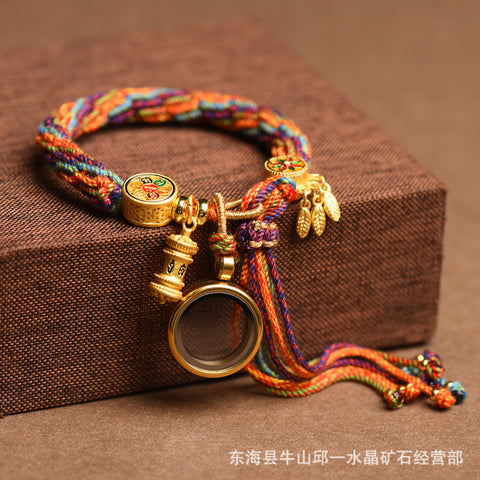 Hand-woven Tibetan hand rope Zakiram hand rope Green Tara fifth master thangka bracelet Tibetan hand rope female m3331256