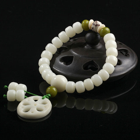 Natural White Jade Bodhi Bracelet 108 Buddha Beads Bracelet Ethnic Style Wenwan Bodhi m3331234