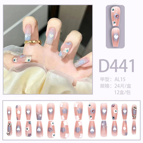 Elegant and fresh temperament wind manicure ice transparent rhinestone removable wearable nail m5010688