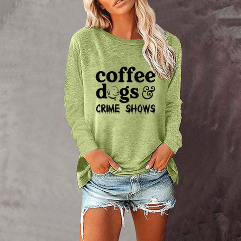 Loose round neck foreign trade printing long-sleeved women's T-shirt top m300920