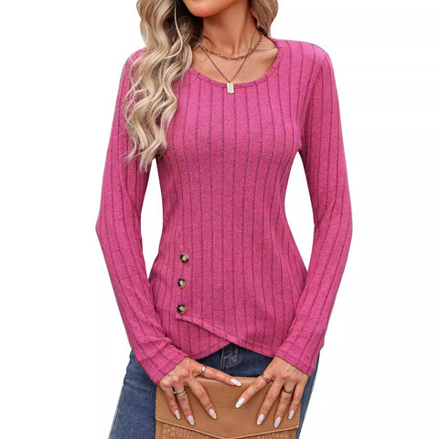 Waist round neck tight long-sleeved top m300529