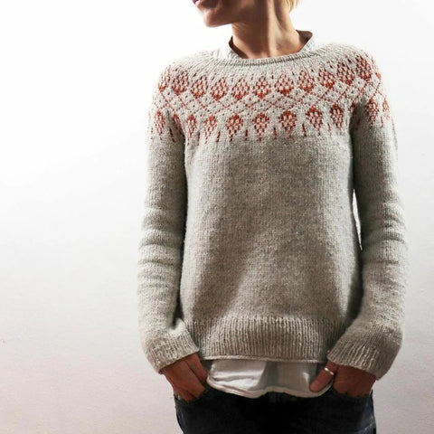 Crew neck color matching loose fashion pullover knitted sweater m300496