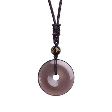 Natural obsidian safety buckle pendant, item jade pendant, natal year golden dazzling stone touch gold talisman women's necklace m3331250