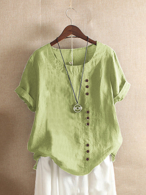 Loose cotton and linen T-shirt cotton and linen women's clothing m300111