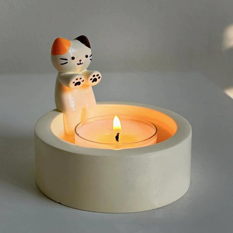 Light luxury wind cartoon kitten candle holder heating decoration m3331017