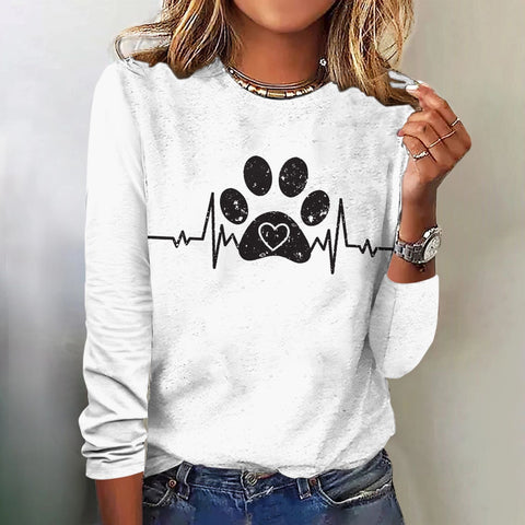 Digital printing long-sleeved autumn T-shirt women's color-changing T-shirt women's m300755