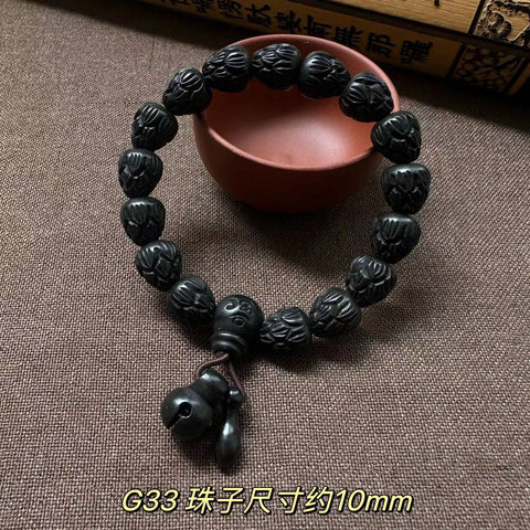 Lightning strike jujube Buddha bead bracelet, engraved six-character mantra hand bead wooden Wenwan bracelet m3331239