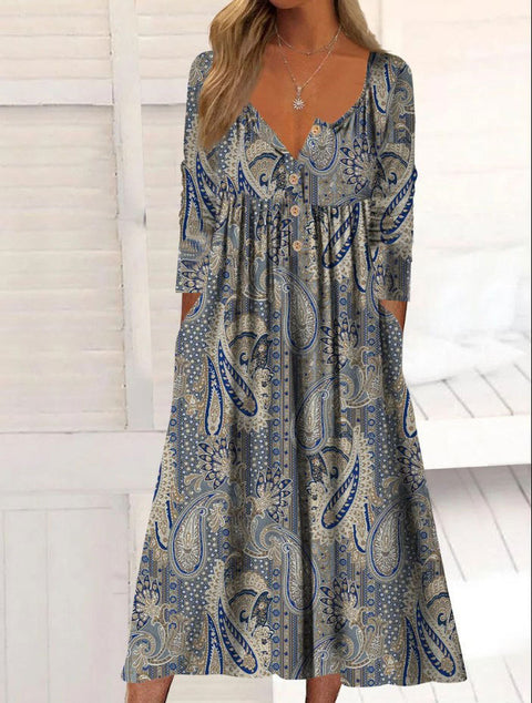 Printed pocket cardigan button-down dress m300714