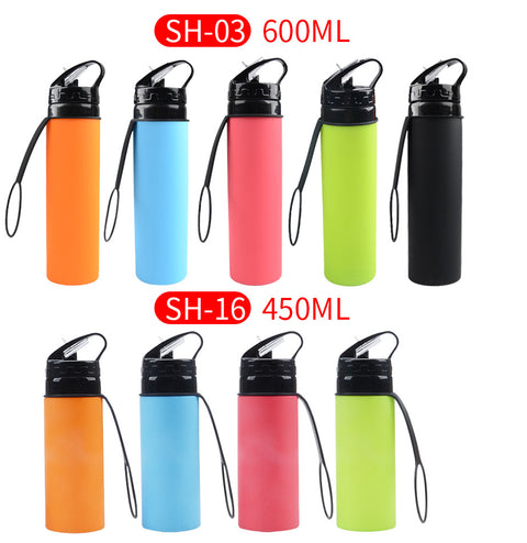 600ml Outdoor Cycling Water Cup Portable Foldable Silicone Water Bag Gift Sports Water Bottle M3330622