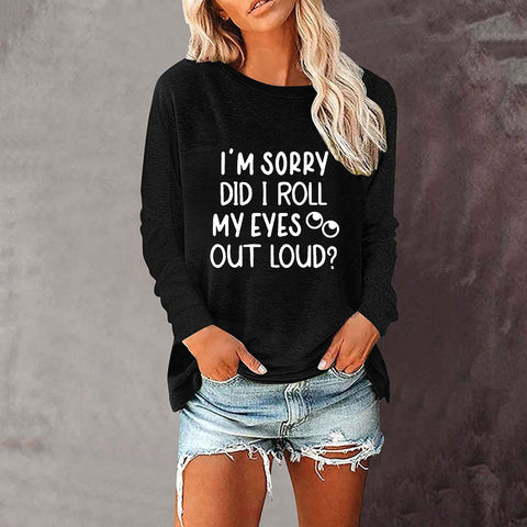 Loose round neck foreign trade printing long-sleeved women's T-shirt top m300920