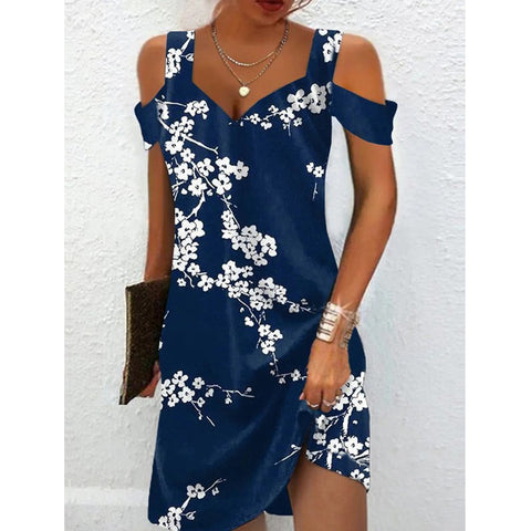 V-neck sexy off shoulder sleeves women's printed slim fit jumpsuit m300030