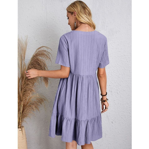 Summer loose casual short-sleeved waist elegant dress m300029