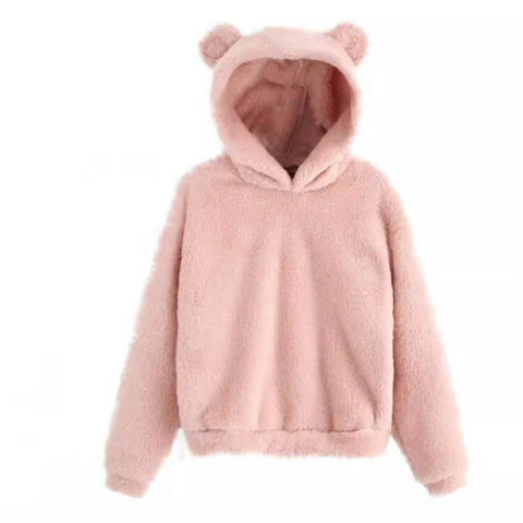 Autumn and winter new fluffy rabbit ears hooded warm sweater sweater m300469