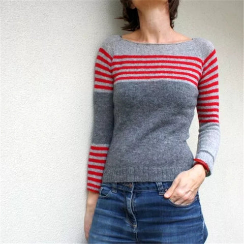 Crew neck color matching loose fashion pullover knitted sweater m300496