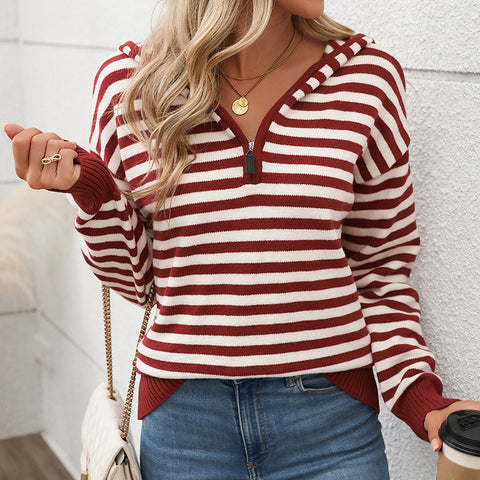 Autumn v-neck striped pullover knitted sweater m300805