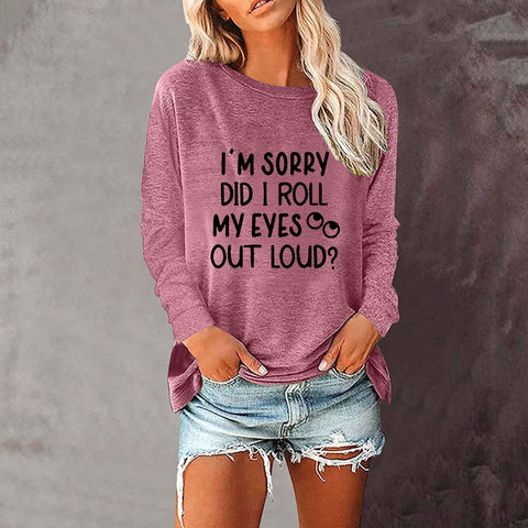 Loose round neck foreign trade printing long-sleeved women's T-shirt top m300920